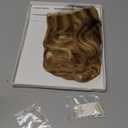 Halo Hair Extensions Real Human Hair Invisible Wire Extensions with Transparent Fish Line Wavy Curly Halo Clip in Human Hairpieces Golden Brown & Bleach Blonde 12 Inch