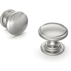 homdiy 5 Pack Brushed Nickel Cabinet Knobs Sliver Round Drawer Knob for Kitchen Cabinets Dresser Drawers Pulls Zinc Hardware Handle (Single Hole)