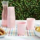 BLUE PANDA Reusable Plastic Cups - 16 Oz, Light Pink, 24 Count - Light Pink Stadium Tumblers & Pastel Stadium Cups - Washable Bulk Drinkware