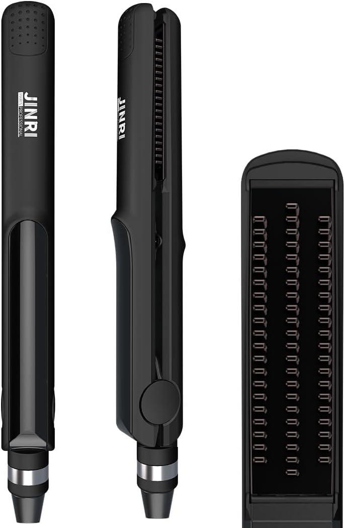 JINRI Professional Salon Flat Iron with 1 Inch Plate Ceramic Tourmaline Ionic Hair Straightener and Curler Auto Shut Off
