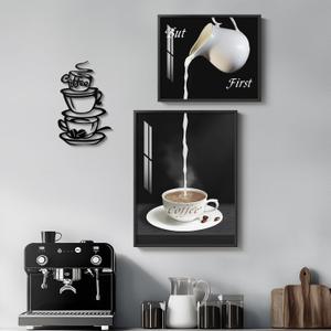 Framed Coffee Wall Art, Modern Black and White Signs Artwork for Walls, But First Coffee Prints for Kitchen Dining Room Bar Wall Decor
, But First Coffee - Black Framed