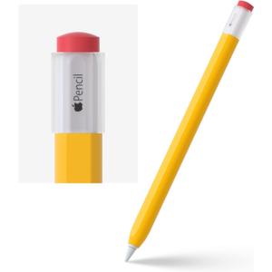 ELETIUO Silicone Case Compatible with Apple Pencil 2nd Generaion&Apple Pencil Pro Cover,Protective Holder Grip Sleeve with Cap Accessories Compatible with iPad Pro 11 12.9 inch,Yellow