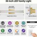 URSOLA 36" Modern LED Bathroom Light Fixtures, Golden 3CCT Dimmable Bathroom Vanity Light Over Mirror, Bathroom Vanity Bath Bar Lights with Double Layer Acrylic Shade