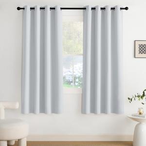 NICETOWN Room Darkening Draperies Curtains Panels, 2 Panels Greyish White W52 x L72
