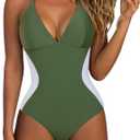 SUUKSESS Women Slimming Tummy Control One Piece Swimsuit Sexy Bathing Suit (L)