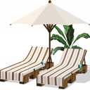 Fumete 2 Pack Summer Lounge Chair Cover 30 x 85 Inch Pool Chaise Lounge Towel Microfiber Spa Beach Chair Towel Portable Striped Outdoor Patio Furniture Cover for Sunbathing Picnic(Beige and Camel)