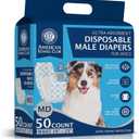 American Kennel Club Male Dog Wrap, Disposable Diapers with Wetness Indicator, Medium, 50 Count (M Waist 18 - 25 in)