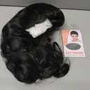 morvally 50s Vintage Medium Length Black Wigs with Bangs | Natural Wavy Synthetic Hair Wig for Women Cosplay Halloween