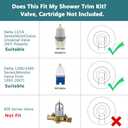 Replacement Faucet Shower Trim Kit for Delta 1300/1400 & 13/14 Series, Tub Shower Faucet Set, High Pressure 8" Square Rain Shower Head - Matte Black (Valve/Cartridge Not Included)