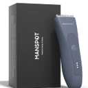 MANSPOT Electric Groin Hair Trimmer Hair Finishing Trimmers, Men's Shaving & Grooming Sets Kit with 4 Guards and Replaceable Ceramic Blade Heads, Waterproof Wet/Dry Trimmer,90 Minutes Shaving Tools (Airy Blue)