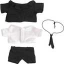 Niannyyhouse Black Suit Coat Pink Bow White Shirt Pants 15cm Plush Doll Clothes Doll Dress Up (Black-2)