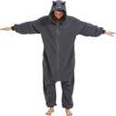 Unisex Adult Dinosaur Onesie Movie Character Marine Iguana Monster Cosplay Costume Halloween Jumpsuit Homewear (Gray, L)