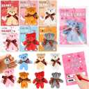 28 Pack Valentiens Day Gifts for Kids School Valentines Day Cards with Mini Plush Bear Keychain Toys, Valentines for Kids Classroom Valentines for Class Exchange Gifts Party Favors for Boys Girls
