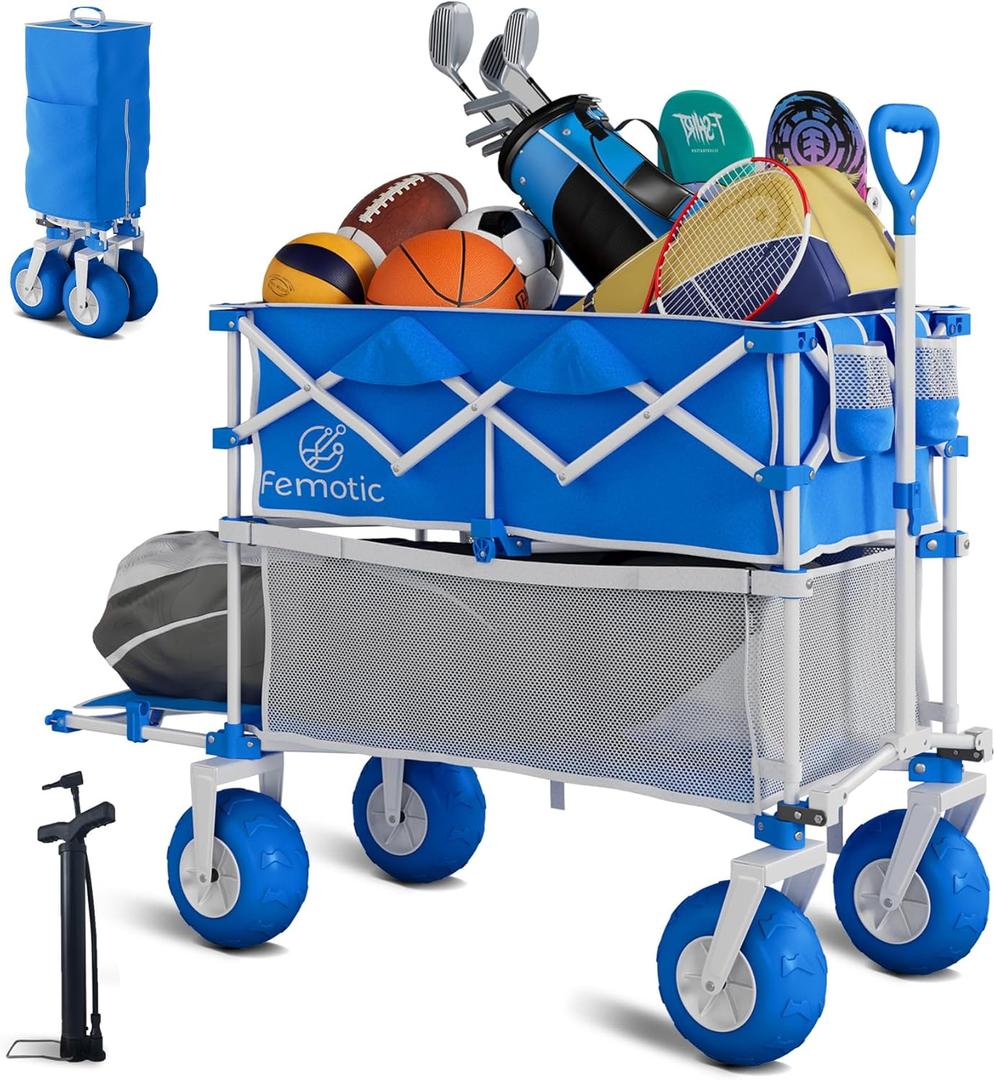 Beach Wagon with Big Wheels for Sand,400L Double Decker Wagon with Extender
