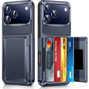 LeYi for iPhone-17-Pro-Max Case Wallet, Blue Card Holder for i Phone 17 ProMax Cases Military Grade Shockproof Anti-Yellowing Heavy Duty Women Men Funda para Cover for iPhone 17Pro Max