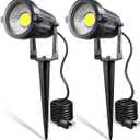 LED Landscape Lights,5W 120V AC Outdoor Pathway Garden Yard Spotlight,IP65 Waterproof Garden Flood Light,Outdoor Spotlight with Stake,UL Cord 5-ft with Plug (Pack of 2, Daylight White)