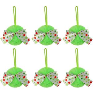 12 Pack Cute Christmas Plush Ball Hanging Decorations with Bright Red Ribbon, Ornaments for Christmas Tree, Bag, Keychain or DIY Holiday Projects, 5.1 Inch Diameter Festive Home Accents