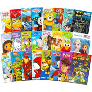 24 Pack Small Coloring Books for Kids Ages 4-8, 2-4 - Bulk Coloring Bundle Classroom Rewards, Prizes, PreK Kindergarten Party Favors with Disney, Nick, More | Mini Activity Books for Boys, Girls