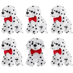 Jiuguva 6 Pcs Halloween Plush Toy Dog Dalmatian Stuffed Animal Realistic Dog Spotted Stuffed Puppy Soft Cuddly Sitting Stuffed Animal Toy for Carnival Prize Gift Birthday Party Favor, 5.7 Inch