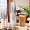 LemonRoad 50 Sets Plastic Cups with Strawless Sip Lids, Thickened Round Bottom PET Disposable Clear Cups for Iced Coffee Smoothie Cold Beverage Coffee Shops and Party Catering (Clear,20 oz)