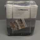 Posprica 3X Thicker Storage Bins Storage Cubes,1111 Collapsible Storage Boxes Containers Organizer Baskets for Nursery,Office,Closet,Shelf - 4pcs, Grey-white Striped