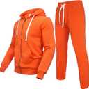 Men's Tracksuits Sweatsuits 2 Piece Casual Sweat Jogging Suit Set Athletic Full Zip Hoodies and Sweatpant Outfits (Orange)