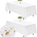TWINPRET Rectangle Tablecloth 60 x 102 Inch, White Waterproof Washable Polyester Table Cloth - Stain & Oil Resistant Rectangular Table Cover for Banquet & Party (Fits 6 Foot Tables) [2 Pack]