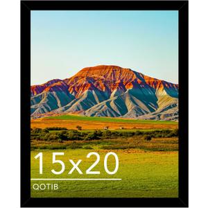 15x20 Picture Frame Black for Wall Mounting, Horizontal and Vertical Formats for Wall Hanging, Wood 15x20 Frame, Black, 1 Pack