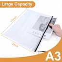 24pcs Mesh Zipper Pouch Puzzle Storage Bags A3 17x12 Inches Large File Bags Black Reusable Zipper Pouches for Organizing, Classroom Board Game Organization