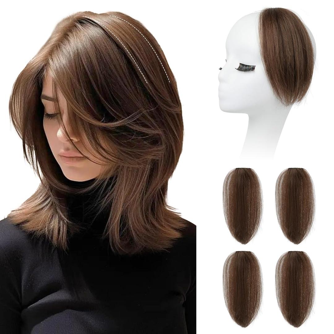 REECHO Clip in Hair Volumizer, Short Thick Clip in Hairpieces Adding Extra Hair Volume Extensions for Women with Thin Fine (Ginger Brown, 8 Inch(Pack of 4))