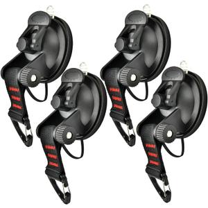4Pcs Heavy Duty Suction Cup with Security Hooks - Outdoor Strong Suction Cups Multipurpose Car Camping Accessories Suction Cup Anchor for Car Awning Boat Camping Trap Tie Down