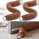 Gisafai 2 Pcs 36 Inch Long Door Draft Stopper Under Door Draft Noise Wind Stopper for Home Balcony Office, Brown