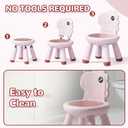 KidBloom Toddler Chair, Reinforced Kids Chair, Dinosaur Plastic Child Chair for Toddlers 13 with Supportive Backrest, Pink