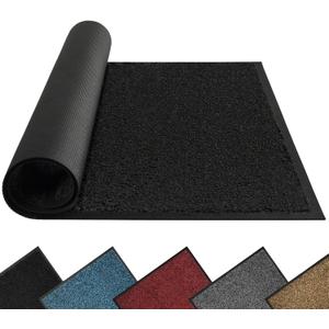 Mibao Dirt Trapper Door Mat for Indoor Outdoor, Waterproof All-Season, All-Weather Doormat, Heavy Duty Non-Slip Entrance Rug, Low Profile Absorbent Entrance Mat Carpet, 36" x 48", Black