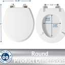 Mayfair Bennett Toilet Seat with Chrome Hinges, Slow Close Wood Seat, Secure Metal Hinges, Easy Install, Made in USA, Round, White
