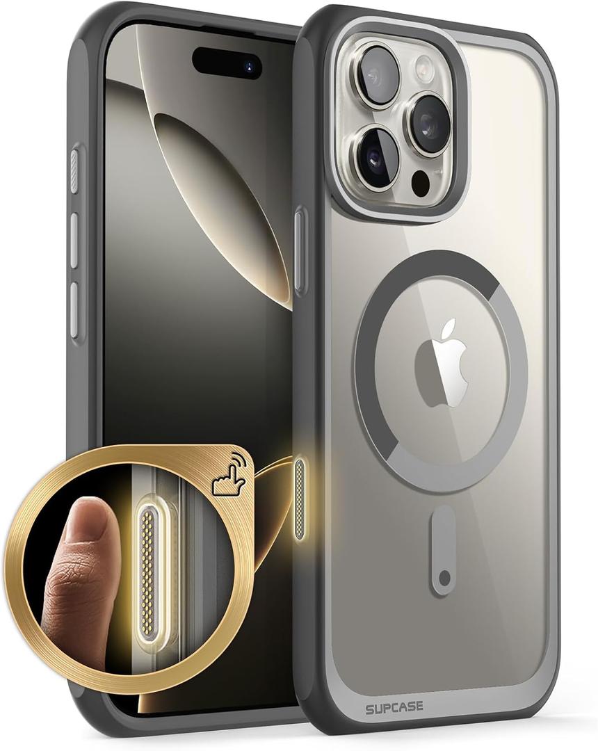 SUPCASE for iPhone 16 Pro Max Case with Camera Control Capture Button (Unicorn Beetle Mag), [Compatible with MagSafe] [Military-Grade Protection] Slim Clear Magnetic Phone Case (Gray)