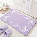 Mocsicka Purple Bow Bath Mat Cute Bow Bathroom Rug Super Soft Absorbent Bathroom Rugs Non Slip Bath Mat Machine Washable Rug for Bathrooms 20x32 inches