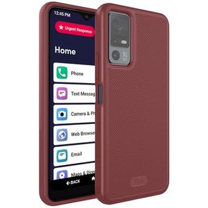 TUDIA MergeGrip for Jitterbug Smart 4 Case T608G, [Military Grade Drop Tested] Shockproof Protection Slim Rugged Dual Layer Heavy Duty Phone Cases for Senior - Burgundy