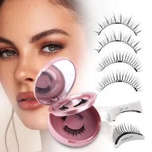 2 Pairs Magnetic Eyelashes with Applicator: Natural Look, Reusable, No Glue Needed, Wendy Lashes, CX0305, 079+B01