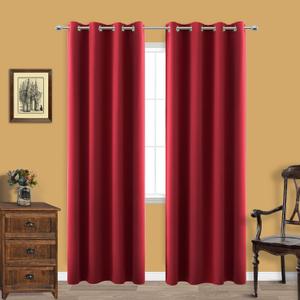 KOUFALL Red Curtains 2 Panels for Bedroom Living Room,Blackout Window Room Darkening Grommet Curtain Drapes, 29.5x31.5Inc 