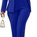 2 Piece Blazer Outfits for Women Casual One Button Blazer Jacket with Pant Suit Long Sleeve Sexy Bodycon Pantsuits, Large