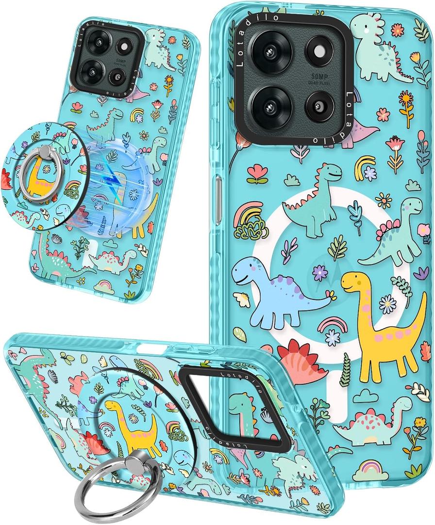 Lotadilo Cute Case for Motorola Moto G 5G 2026/2025 for Women Girls - Funny Dinosaur Design Compatible with Magsafe Ring Holder Magnetic Stand Kickstand Fashion TPU Phone Covers Kawaii