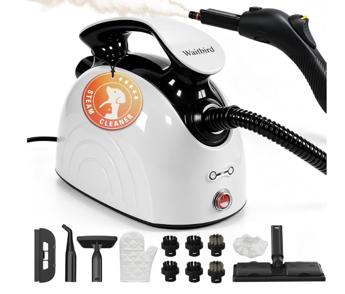 Waitbird Multi-Purpose Steam Cleaner, 4.5Bar 300°F Steamer for Tile & Grout
Ease of Use | Quick Heat Up | Large Water Tank | Quiet Operation | Safety Lock | 21 Accessories for Floor, Bathroom, Kitchen