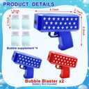 iGeekid 2 Pack Bubbles Guns Toys 4th of July Party Favors, 4th of July Accessories Patriotic Bubbles Makers with 4 Bubble Solutions & Star for Kids Independence Day 250th Anniversary Party Decorations