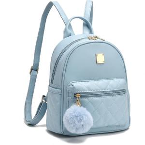 Girls Fashion Mini Backpack Purse Small Cute Plaid Leather Women Backpacks Little Bag, Mint Blue