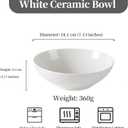 6 Pack White Ceramic Bowls, 7 Inch Wide Shallow Serving Bowls for Pasta, Salad, Soup and Entertaining, Chip Resistant, Microwave and Dishwasher Safe, Cereal Ice Cream Bowls