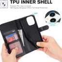 Zouzt for iPhone 15 Plus 6.7 Inch Genuine Leather Wallet Case with Card Holder, Compatible with MagSafe Magnetic Wireless Charging Flip Folio Book Cover Women Men for iPhone 15 Plus - Black