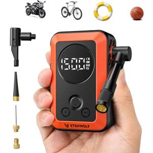 ETENWOLF Mini Bike Pump,20s Fast Inflate Bicycle Pump with Guage,150PSI Portable Electric Bike Air Pump with Presta and Schrader Valve for Mountain Bike,Road Bike,Motorcycle,Car,Sport Ball