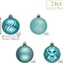 Valery Madelyn Christmas Tree Decorations Ornament Set Decor, 24ct 2.36 Inches Light Blue Shatterproof Christmas Ball Ornaments Hanging Xmas Holiday Party Decor