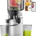 AMZCHEF Juicer Machines, 5.8" Extra Self-Feeding Cold Press Juicer for Whole Vegetable & Fruit, Juice Extractor Machine with Large Auger & Triple Strainers, Easy to Clean, High Juice Yield (Metallic Silver)
